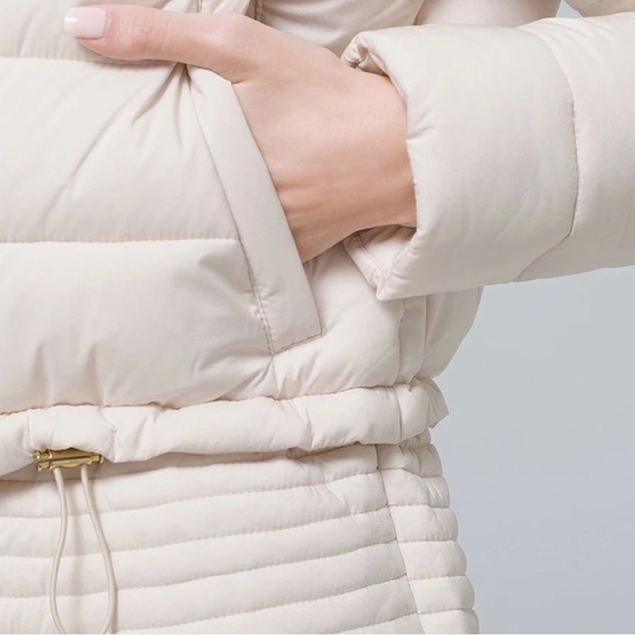 White House Black Market Peplum Puffer Cream Ivory White Jacket WHBM Sz Small - Picture 5 of 11